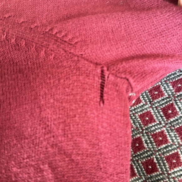 Tasso Elba Burgundy Quarter Zip Crew Neck Sweater X-Large Geometric Pattern - Picture 9 of 9